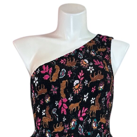 TORRID Midi Challis One-Shoulder Dress Size 4x Leopard Floral Print Stretch - Picture 3 of 16